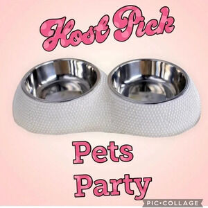 Faux PEARL Double Dog Bowl From Bi..h of NY